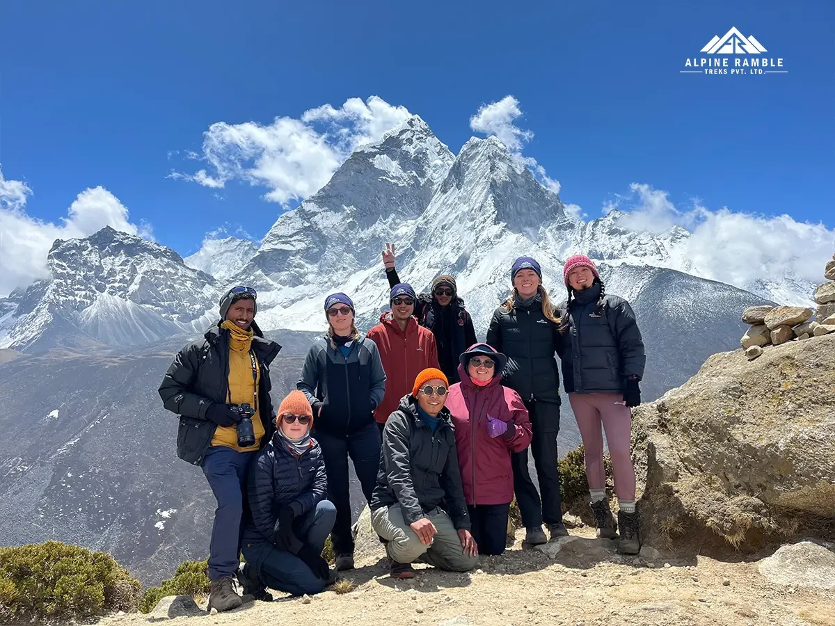 hikers in everest with art