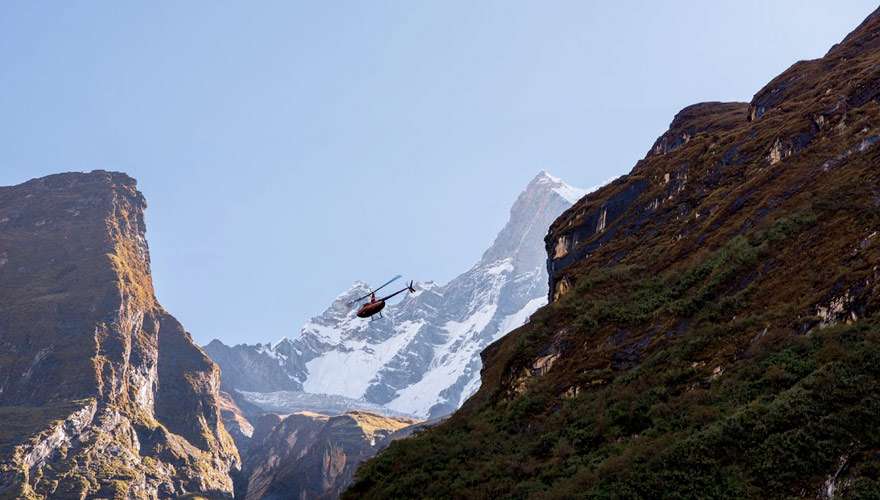 Helicopter from Annapurna base camp to PKR