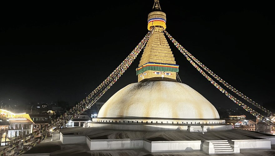 boudhnatha stupa view in the evening