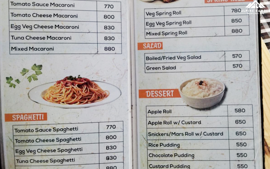 menu