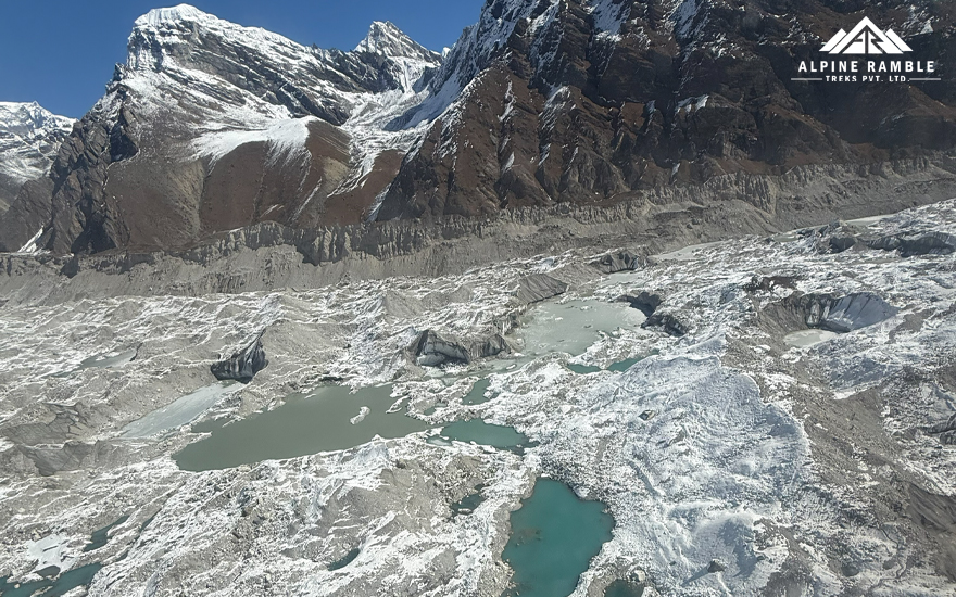 aerial gokyo lakes view