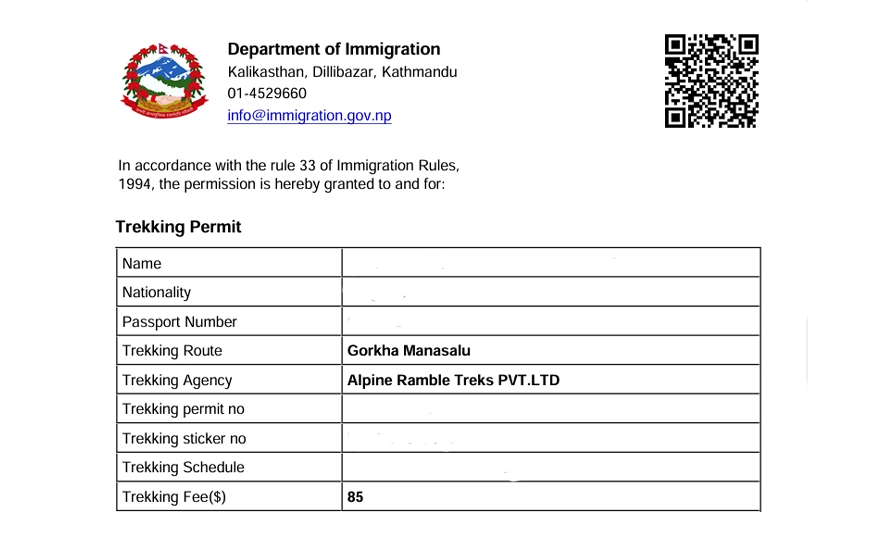 permits for manaslu