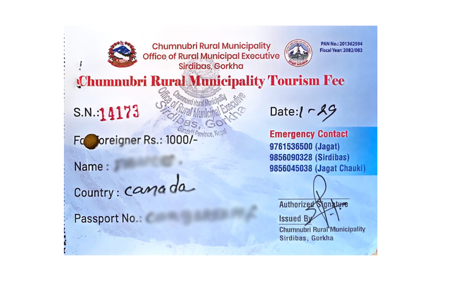 Chumnubri Rural Municipality Permit
