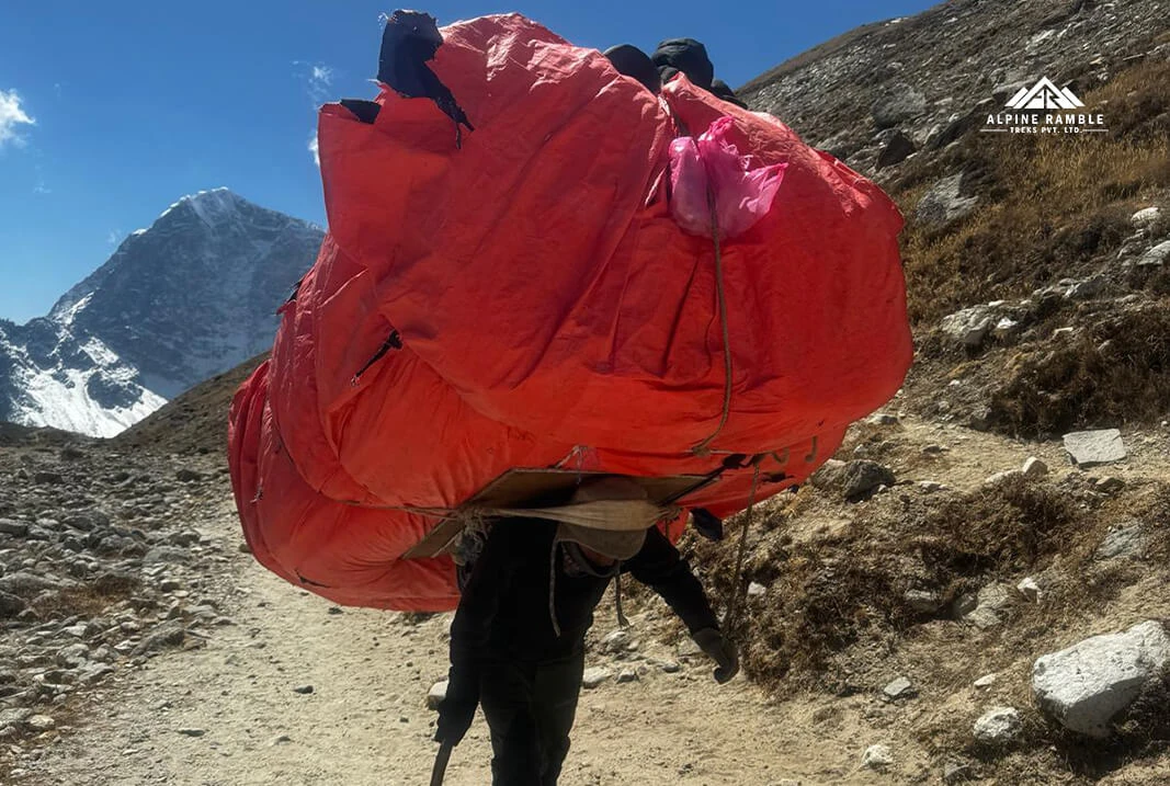 Real Sherpa Or Porter In Khumbu